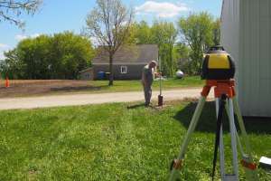 Survey rod reading at benchmark Fairbault Soils 05122021 WEB