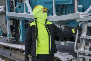 Copy of Female construction worker operating heavy equipment